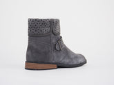 Girls Timberland Brixham Fold Down A1C4C Grey Leather Zip Up Casual Ankle Boots
